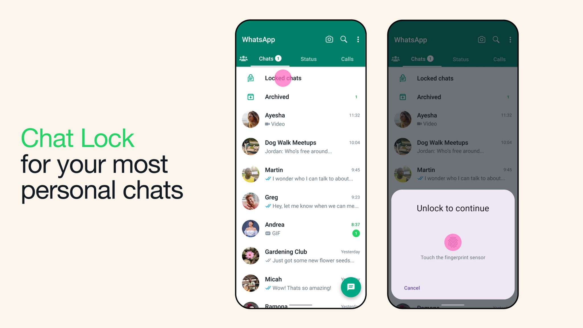 WhatsApp chat lock